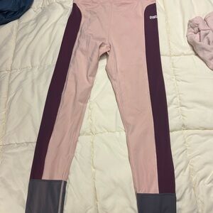 Gymshark Leggings in Pink and Gray with Maroon Accents